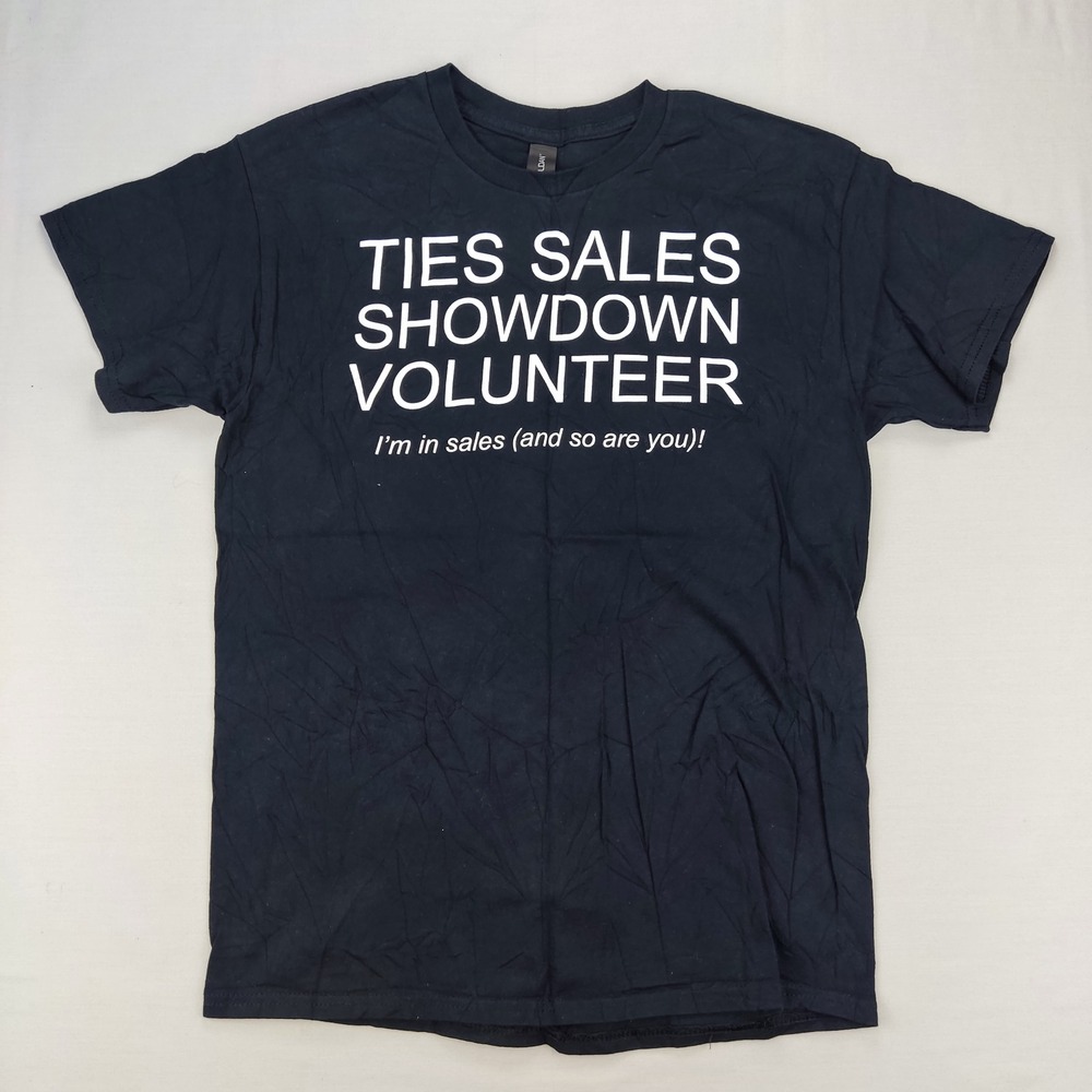 Gildan T-Shirt Men Medium Black Ties Sales Showdown Volunteer Graphic Tee Cotton